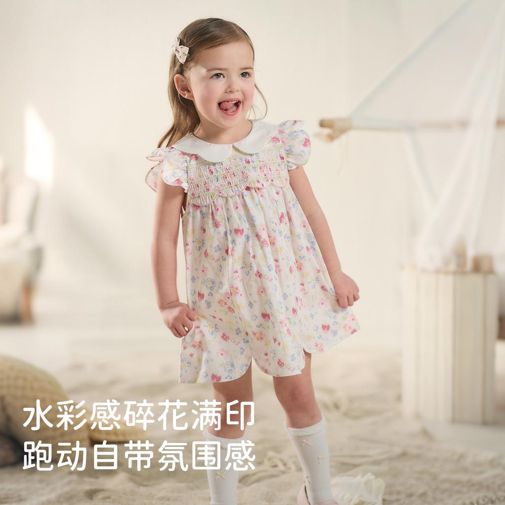 David Bella Girls' Dress Summer Dress New Baby Cotton Dress Children's Elegance Floral Blossoms