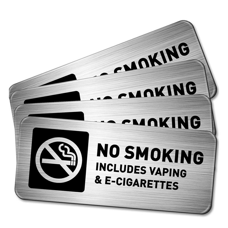 

A95I-No Smoking Sign 4 Pieces 7 X 3 Inch For Home Business Metal Self Adhesive Industrial Warning Marker No Signs срібний