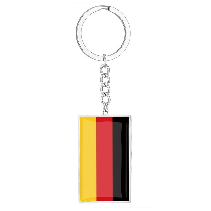 Stainless Steel Epoxy Canada Australia Flag Keychains Rectangle National Flag Pendant Car Key Chain