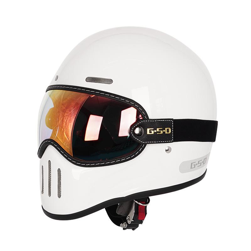 Fiberglass Retro Full Face Motorcycle Helmet for All Seasons - Unisex Winter Safety 3C Certified