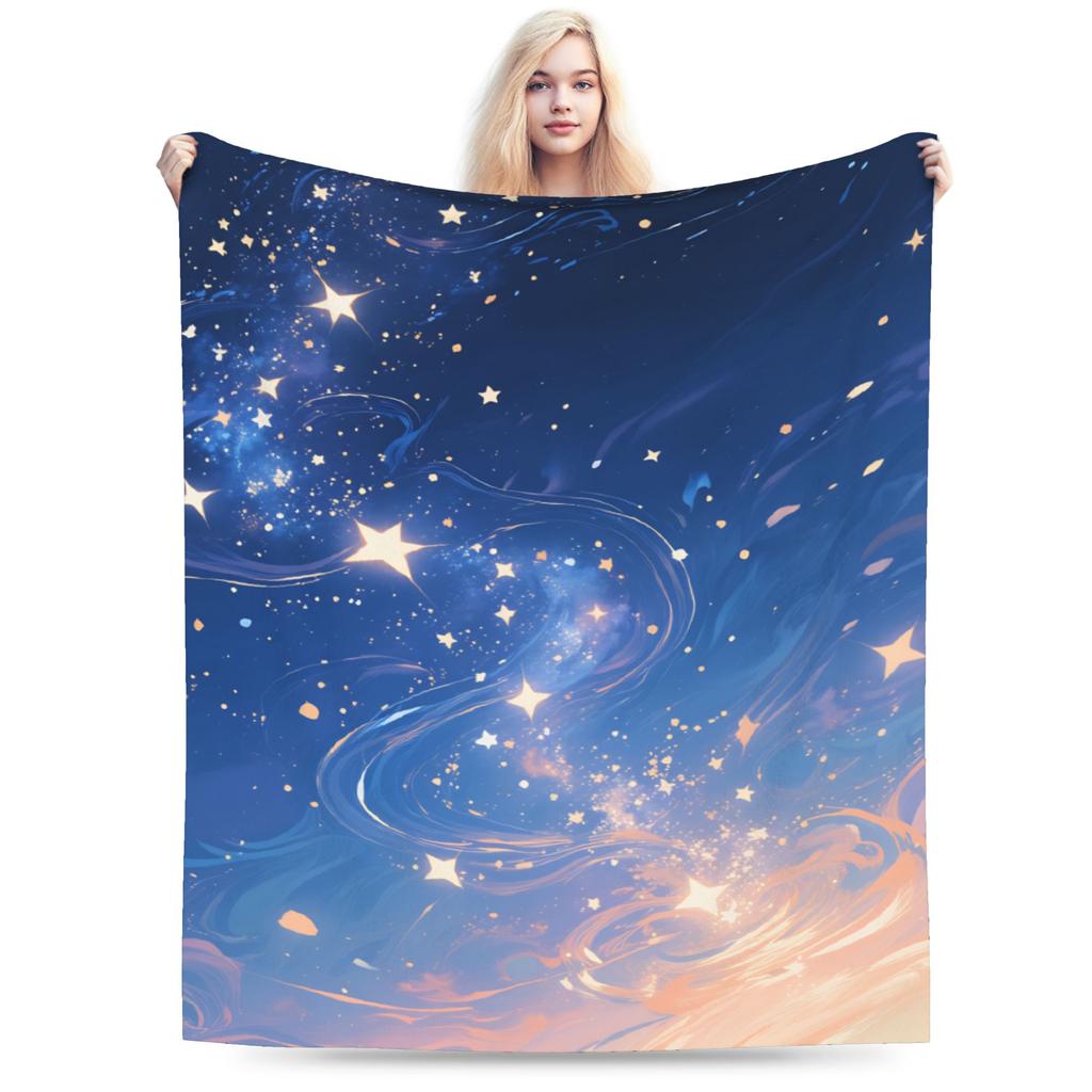 Galaxy Sunglasses  Flannel Blanket Winter  Soft Durable Throw Blanket for Girls Boys Chair Graphic Bedspread Sofa Bed Cover