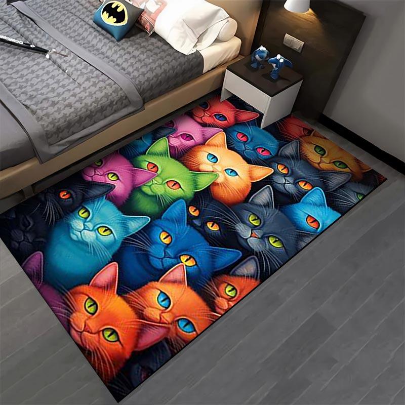 Colorful Cartoon Cats Pattern Carpet for Living Room or Bedroom Decor Suitable for use as an anti-slip for living room bedroom sofas