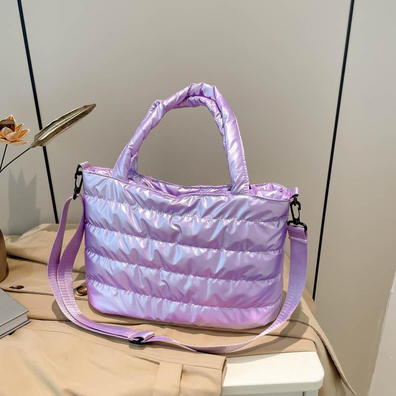 Autumn and Winter Casual Lazy Style Foreign Style Portable Wide Shoulder Strap Messenger Bag Women's Space Cotton Embroidery Thread Large Capacity