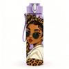 1PC Girl Leopard Hair Fashion Print 750ml Color Plastic Sports Water Bottle Leakproof Flip Straw Lid Suitable for Sports Office Home Use