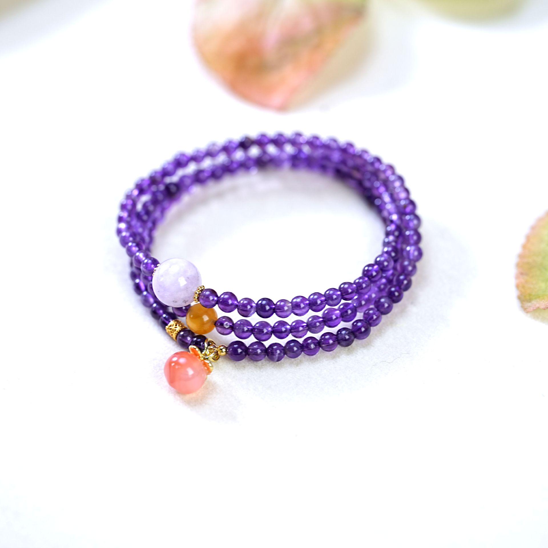 

Women s Retro Chic Amethyst & Agate Pendant Bracelet