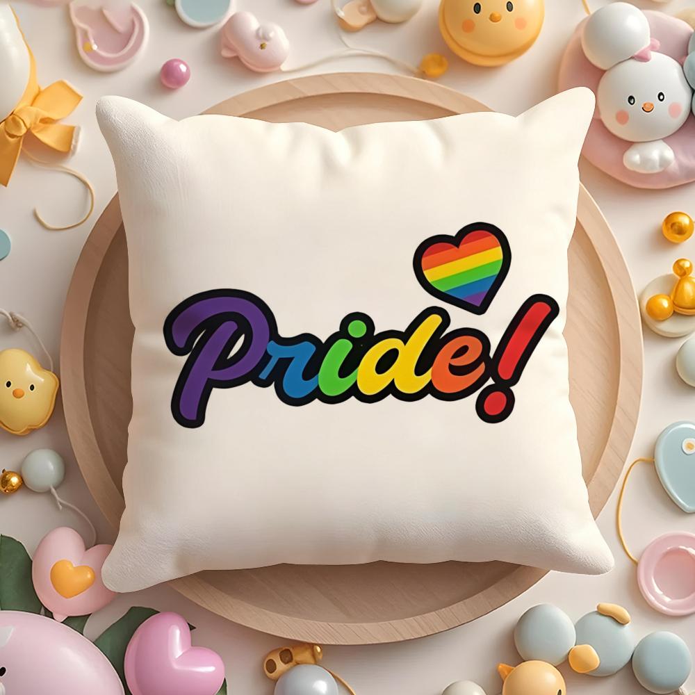 Pride Month Heart Cushion Cover Plush Fabric Soft Double-Sided Printed Sofa Warm Winter Home Gift Pillow Case