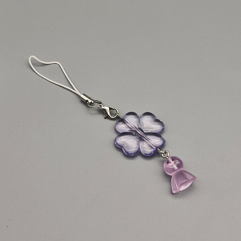 Key Chain Mobile Phone Lanyard Cellphone Strap Leaf Clover Pendant Women Girls