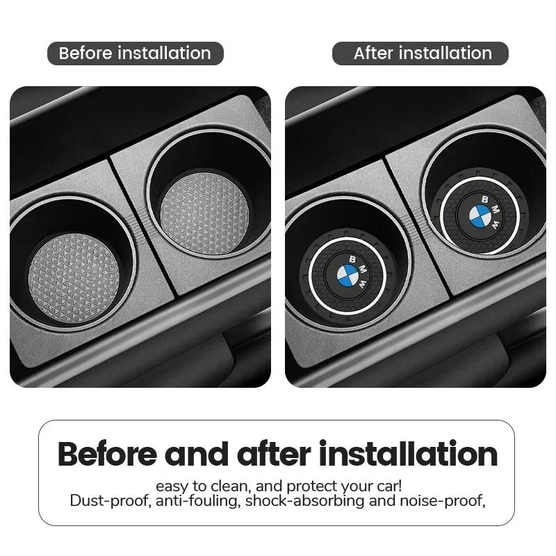 2Pcs Car Cup Coaster Waterproof Non-Slip Water Cup Pad Holders Car Interior Accessories For BMW E46 E90 E60 F10 F30 G30 E92 X5