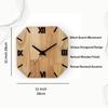 OctaROME 28cm Wooden Wall Clock – Octagonal Shape, Roman Numerals, Silent Quartz, Natural Wood Finish – Home & Office Decorative Wall Clock