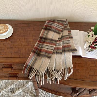 Classic Mohair Scarf Women's Winter High-end New Plaid Gift Scarf