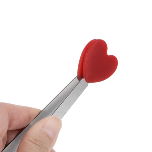 uxcell Mini Food Tongs, 5.3" Heart Shape, Colorful Stainless Steel with Silicone Tips, Small Cooking Tongs, Kitchen Food Tongs, Serving Tongs for Cook