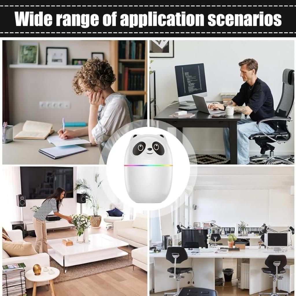 Sanbhav Cute Panda Cool Mist Humidifier–2 Spray Modes| Essential Oil Diffuser| Quiet USB Air Humidifier with LED Night Light for Bedroom,Office,B