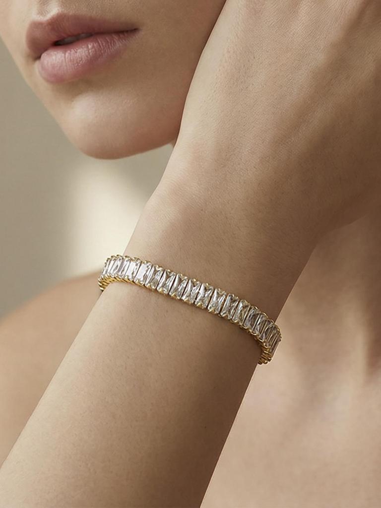 Zircon Inlaid Metal Chain Bracelet: European-American Niche Light Luxury Design
