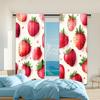 2 Pcs, Versatile Polyester Transparent Curtains for Home Decoration Charming Watercolor Strawberry for Use In Bedrooms and