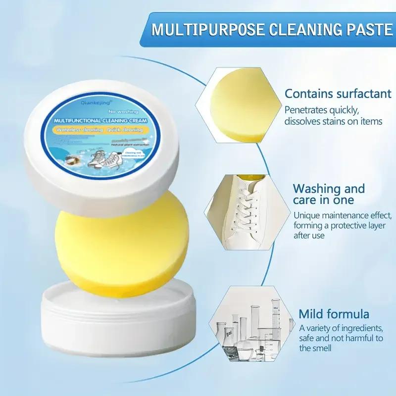 White Shoe Cleaner Paste - Multi-Purpose Whitening & Stain Remover for Faux Leather, Shoes, Bags & Car Interior