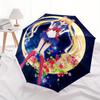 Decorazione Circolare da Parete Ispirata a Sailor Moon con Luna Illuminata dall'Acqua Ombrello, Ombrello Compatto Pieghevole a 3 Pieghe Portatile per Uomini e Donne Regalo