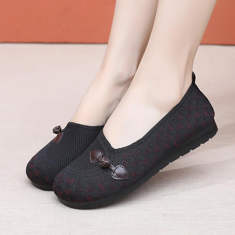 Shoes Women's Spring New Soft-soled Breathable One-pedal Wear-resistant Women's Shoes Versatile Mother Shoes Casual Single Shoes
