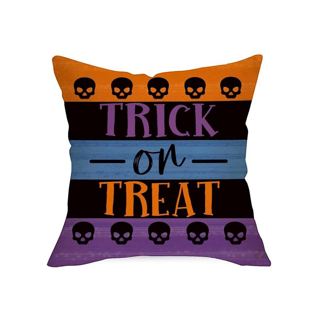 Halloween Decorative Linen Throw Pillow Cover With Single Sided Print (Pillow Insert Not Included)
