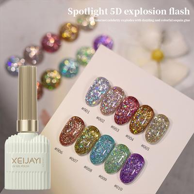 5D Diamond Glitzer Gel Nagellack - Ultra Funkelnder Grober Glitzer & Zermahlener Edelstein Nail Art Gel für Salon & DIY Maniküre zu Hause