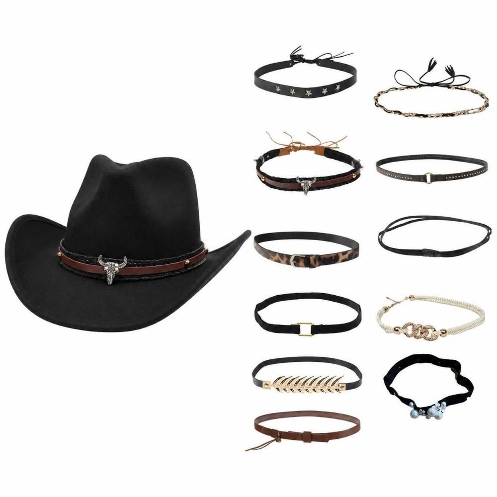 Decorative Buckle Hat Band Adjustable Hat Replacement Band Cowboy Hat Band  For Cowboy Straw Hat