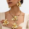 Trend Flower Collar Simple and Elegant Fashion Temperament Bracelet Stud Earrings Ring Set