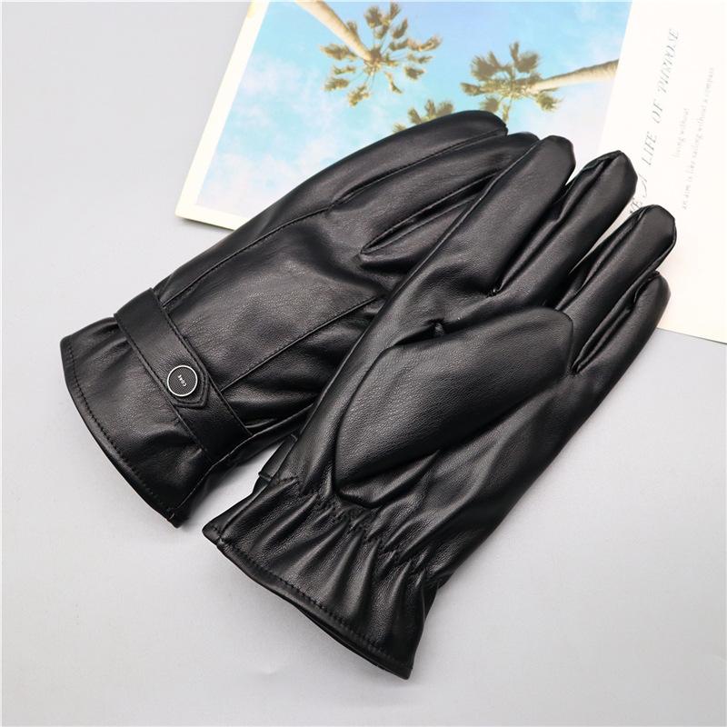 Soft Leather Gloves Mens Touch Screen Bicycle Fleece Motorcycle Wind Shield Thin Womens Winter Warm Leather Gloves