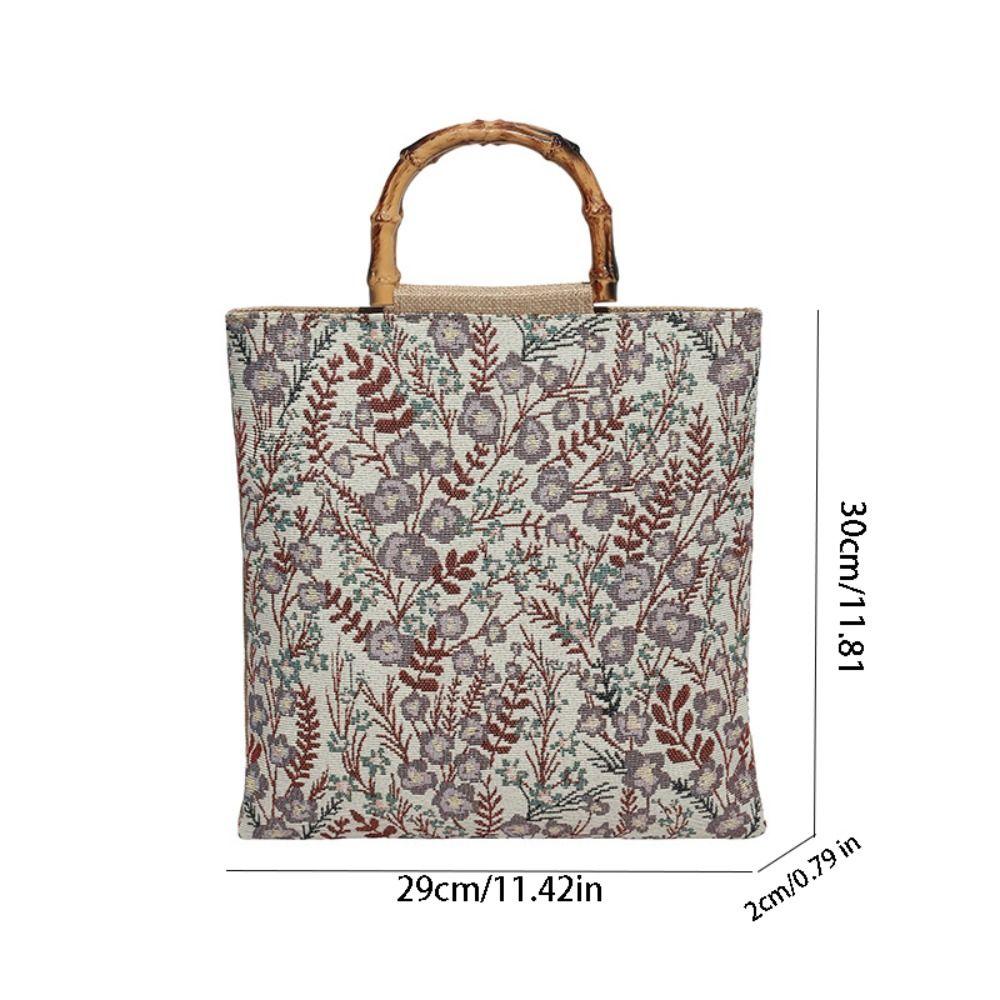 Sweet Cloth Jacquard Tote Bag Floral Flower Print Canvas Handbag Retro Chinese Style Hanfu Underarm Bag Cheongsam Accessories