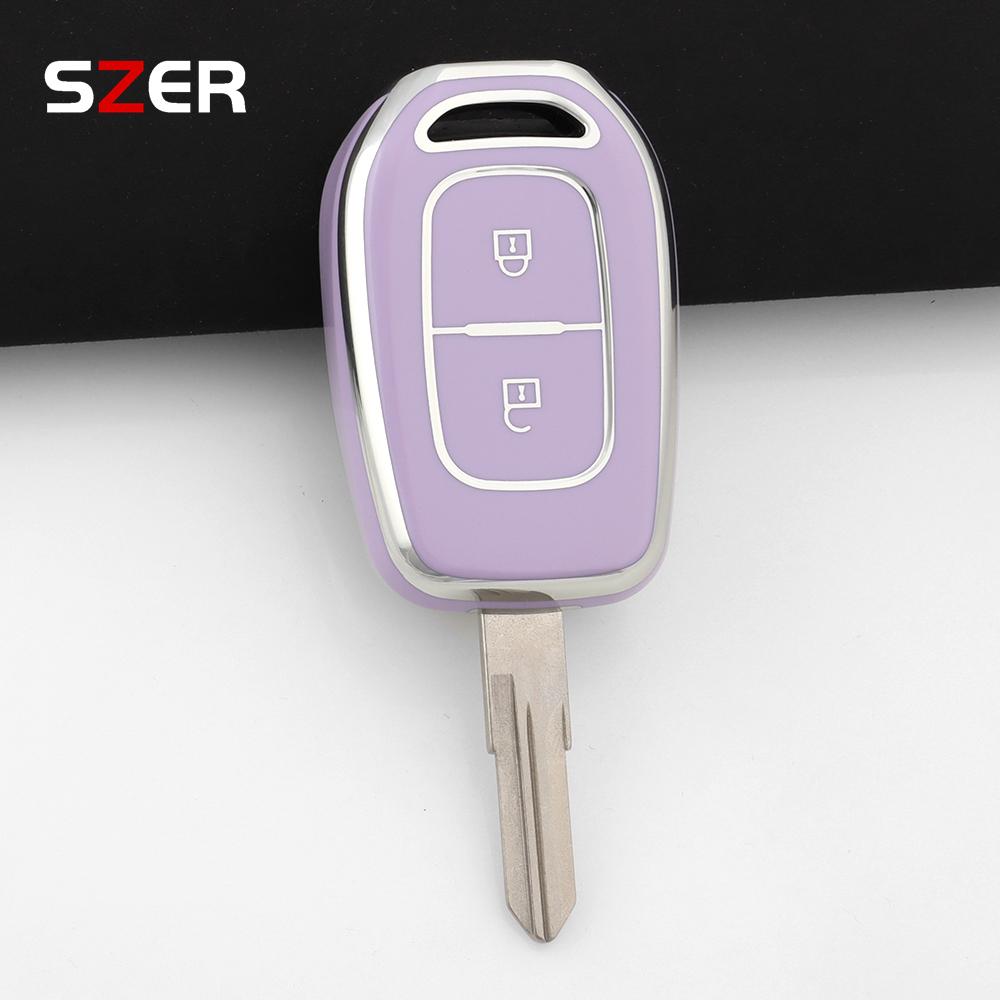 2 Buttons Tpu Key Case Cover Holder Keychain For Renault Duster Dokker Logan Stepway Clio 5 Ss2 For Dacia Sandero Stepway Logan