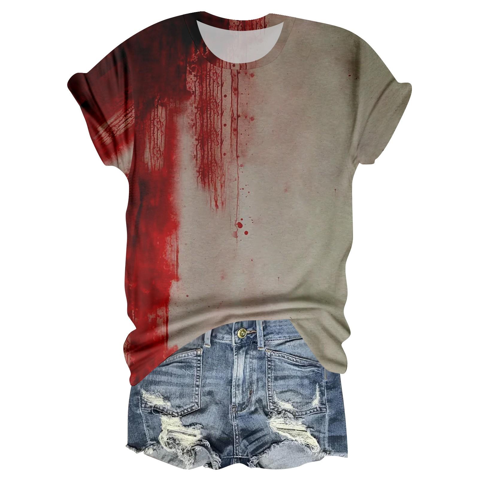 

Женская повседневная футболка с круглым вырезом, принтом на Хэллоуин и коротким рукавом L