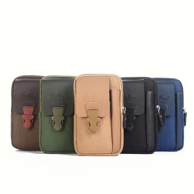 Men's Outdoor Sports Bag Casual Men's Zipper Small Waist Bag Solid Card Bag Mobile Phone Bag Belt Waist Bag Coin Purse New