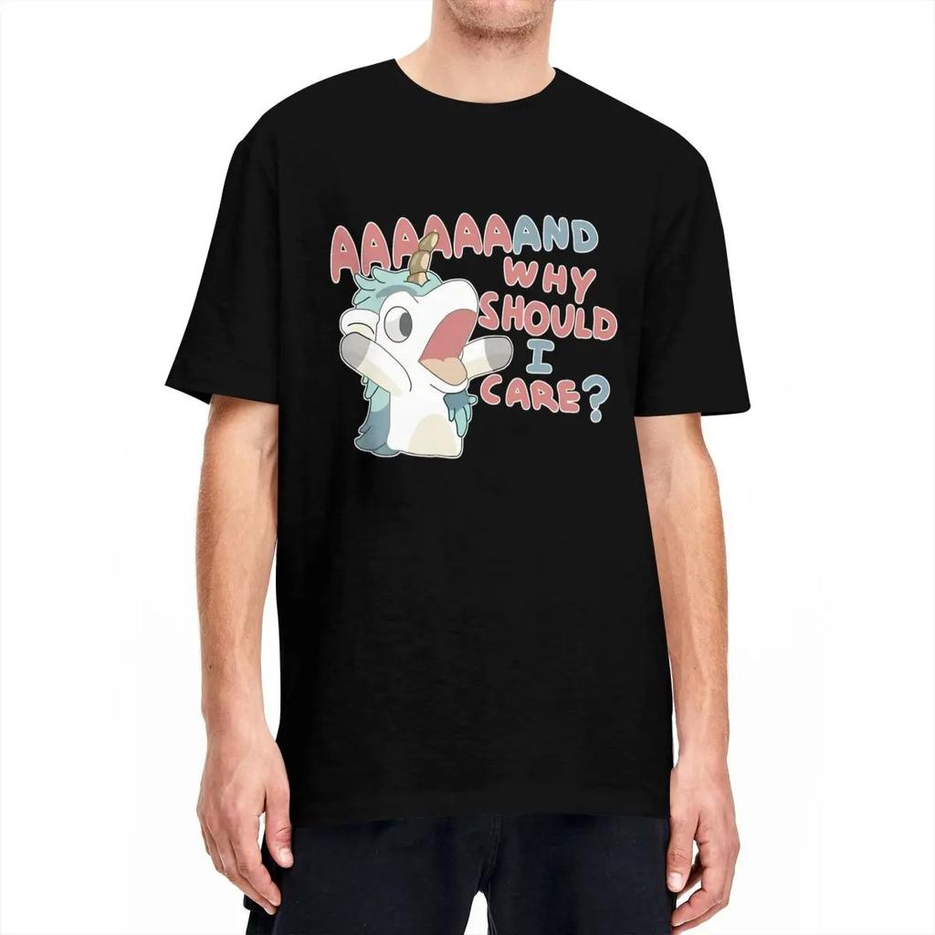 Herren Damen T-Shirt Warum sollte es mich interessieren Einhorn T-Shirts Harajuku Hot Anime Blauäugige Strand T-Shirts Y2K Basic Muster 100 Baumwoll T-Shirts