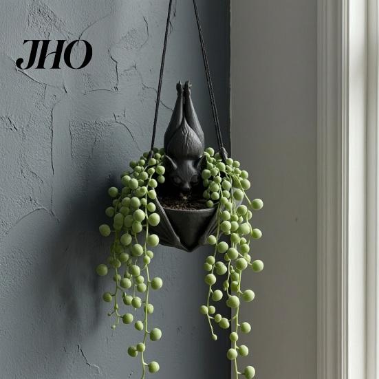 Gothic Flower Pot Bat Shaped Hanging Planter, Plant for Indoor Outdoor Garden Distinctive Landscaping Holder Wall Decor, Unique Wing Flowerpot