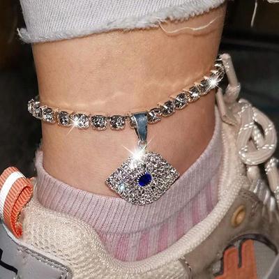 European & American Evil Eye Rhinestone Beach Anklet Waist Chain
