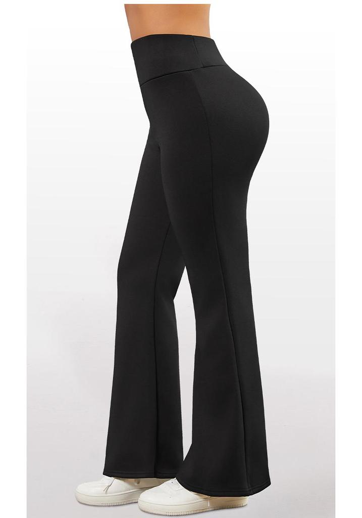 High-Waisted Fleece-Lined Yoga Pants: Thick, Tight-Fit, High Elasticity, European & American Style Flared Fitness Pants