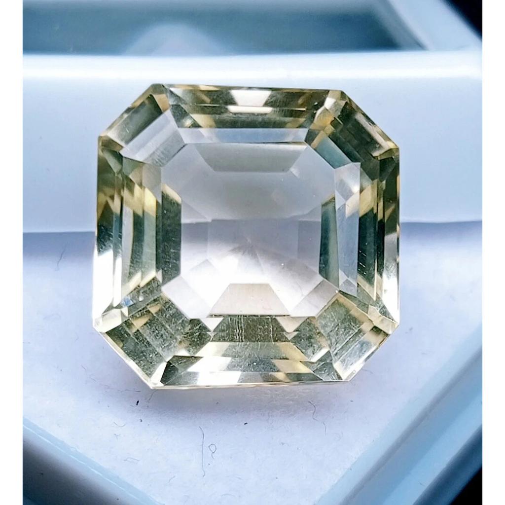 Beautiful Natural Light Yellow Sapphire 14+ Ct Asscher Cut Certified Gemstone