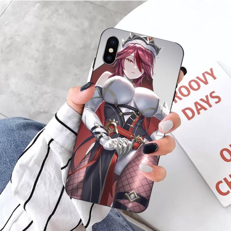 

Чехол для телефона Rosaria Genshin Impact для iPhone 14 13 12 11 XS X 8 7 6 Plus Mini Pro Max SE 2022, мягкий черный чехол для телефона iPhone SE 2020-2022