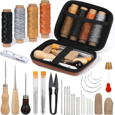 BUDDUR Leather Sewing Tools Kit With C-shaped Curved Needles And Tape Measure For Leather Stitching DIY Handmade Craft Set