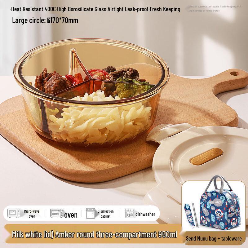 ZISIZ Round Glass Lunch Box