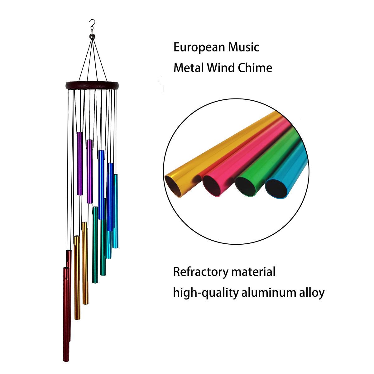 

Вращающаяся металлическая музыка ветра с 12 трубками - Классический европейский и американский дизайн Width 8.5 Length 60