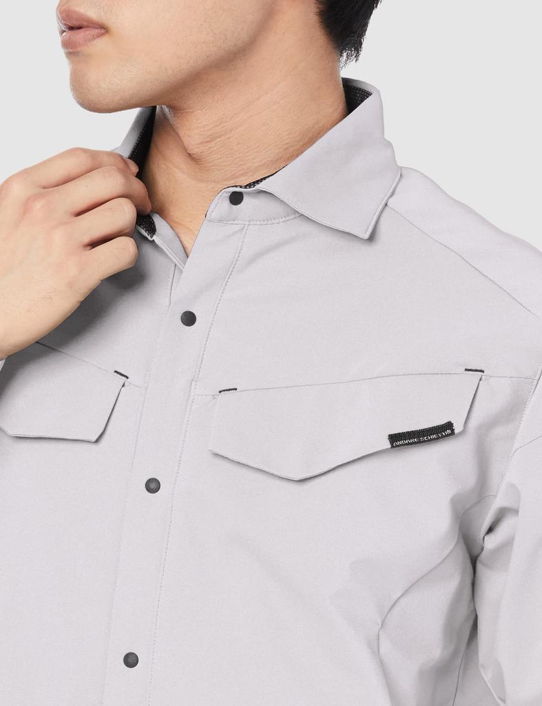 COCOS Nobuoka A-9188 4-Way Stretch Long Sleeve Shirt, Silver, Size L