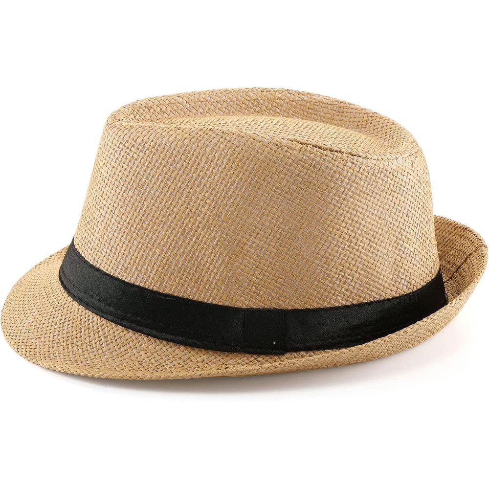 Unisex Summer Panama Fedora Hat with Short Brim for Beach and Sun Protection