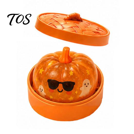 Stretchable Squeeze Toy Halloween Dumpling Stress Relief Toy, Cartoon Steamed Bun with Steamer, Sensory Ball Fidget Party Favors Anxiety Gadget