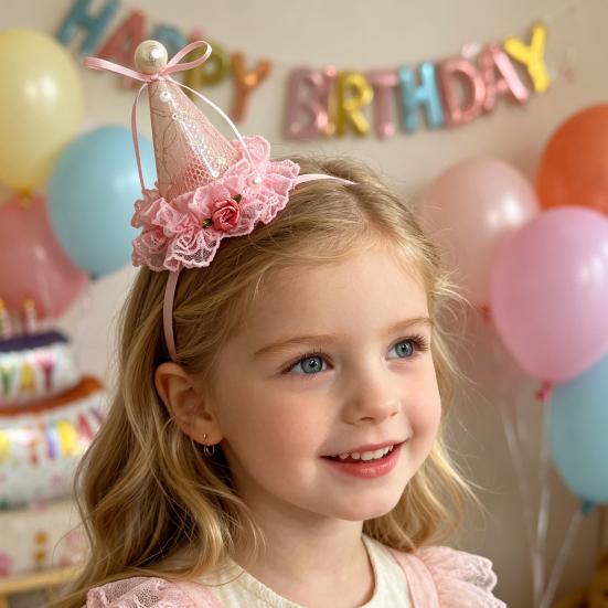 Top Hat Hair Clip with Mesh Lace Imitation Pearl Bow Decor Three-Dimensional Design Birthday Hat Headgear Photo Prop