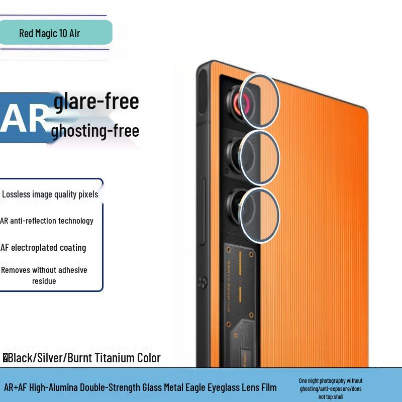 Red Magic 10Air HD Tvrzené sklo Ochrana obrazovky proti sledování & Kovová ochrana objektivu Eagle Eye