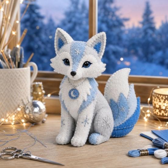 Kit de Patchwork DIY de Animales Árticos para Principiantes, Kit de Costura de Animales Guardianes de Invierno, Kit de Manualidades de Animales de Peluche 3D y Criaturas Míticas para Decoración del Hogar