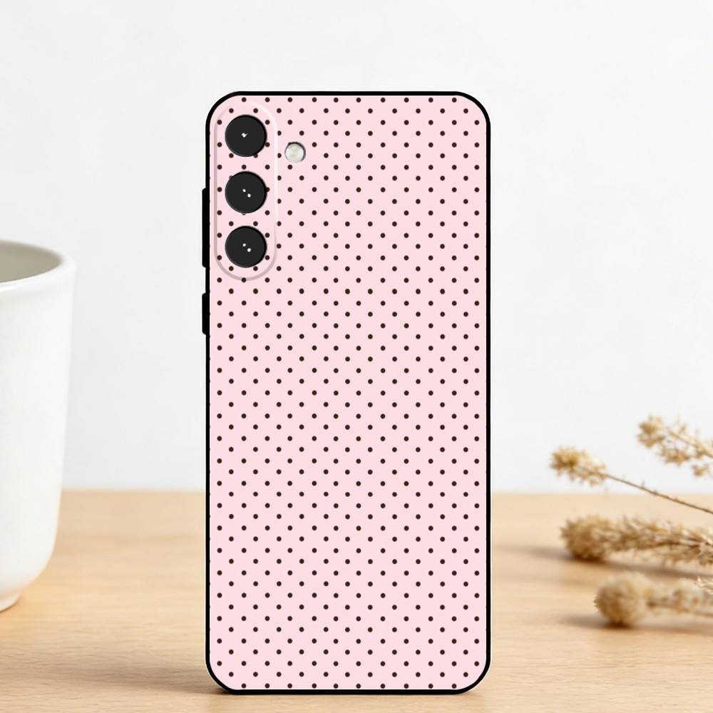 Coque de téléphone à pois style V-Vintage pour Samsung Galaxy A73, A72, A71, A70, A53, A52, A51, Autres Housse souple noire