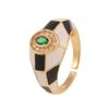 Fashion Trend Color Enamel Stitching Open Ring Dainty All -Match Contrast Finger Ring For Women Girls Geometric Jewelry Gifts