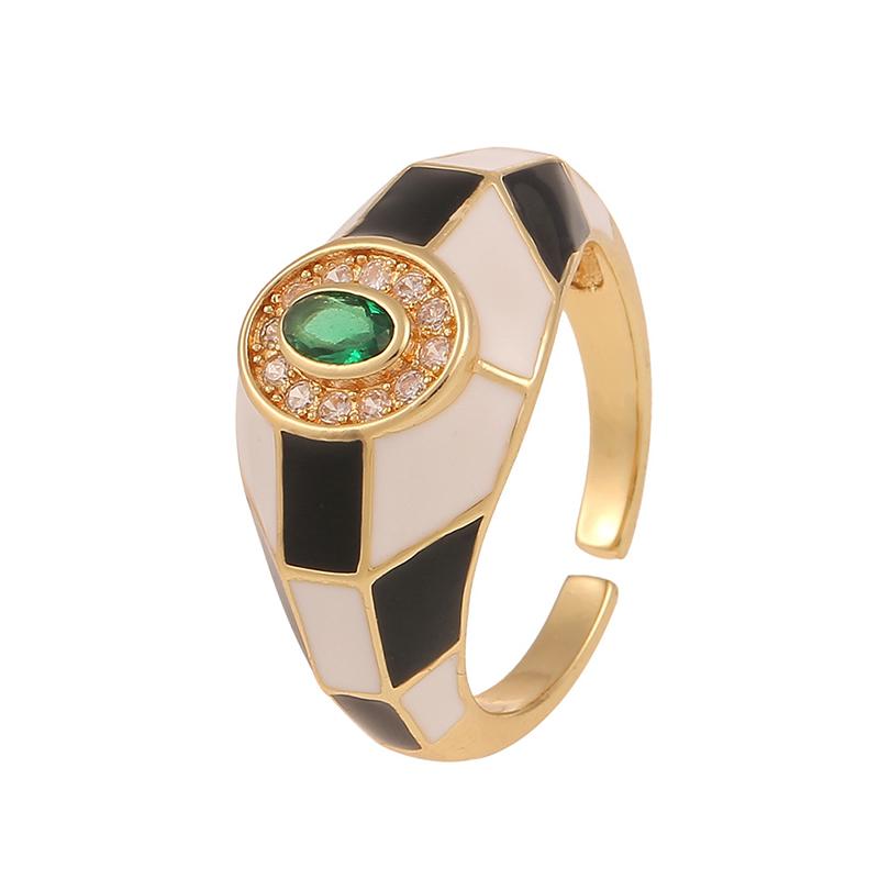Fashion Trend Color Enamel Stitching Open Ring Dainty All -Match Contrast Finger Ring For Women Girls Geometric Jewelry Gifts