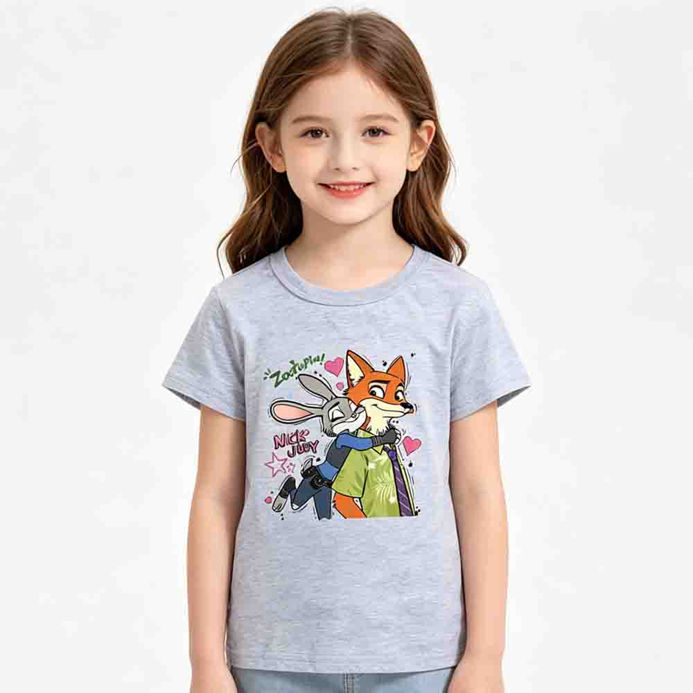 Kids Zootopia 2 Nick Judy Printing Cotton Tshirt