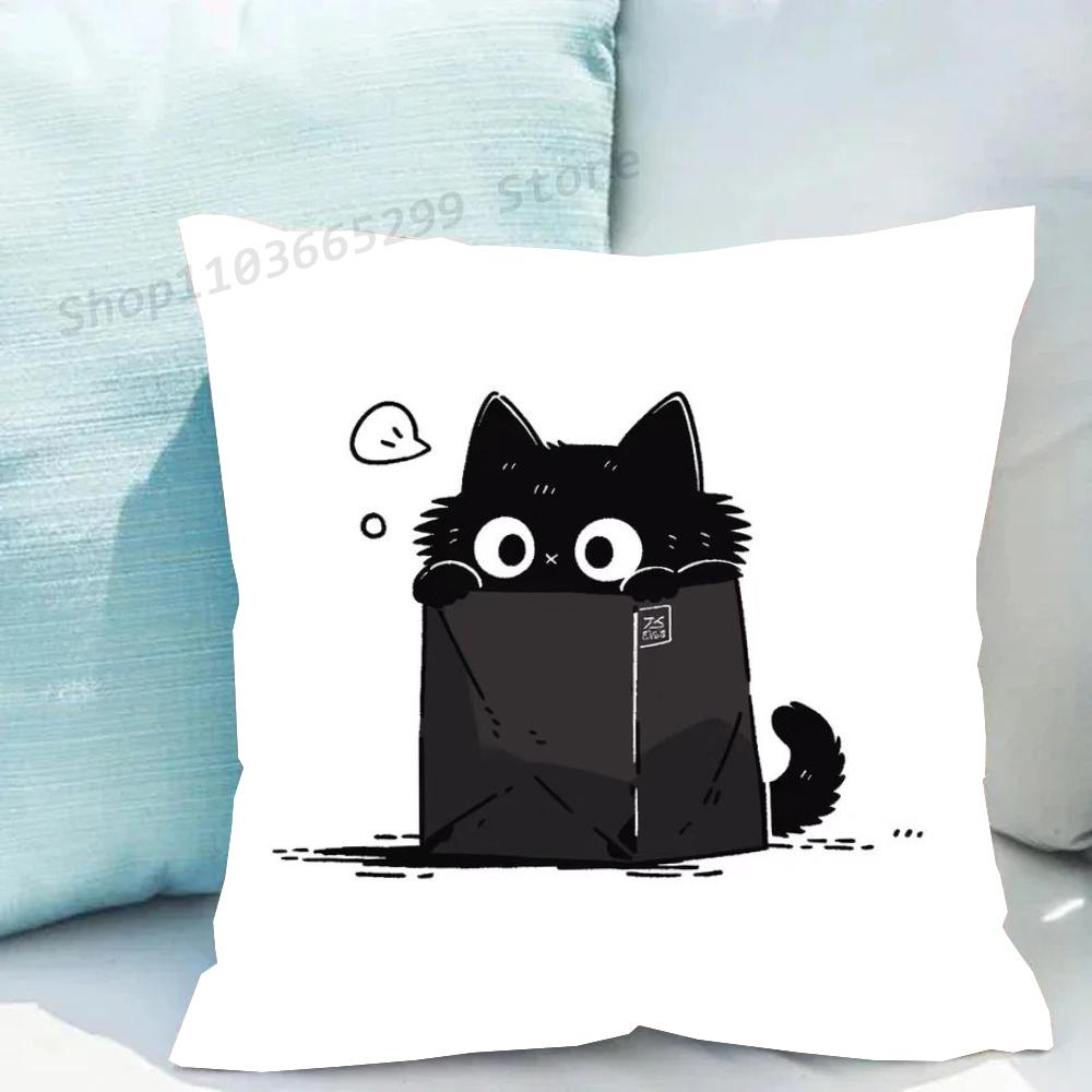 Black Cat Pillow Case Sofa Cushion Cover Room Home Decoration